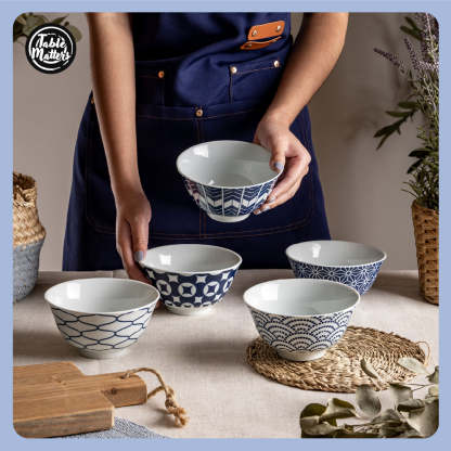 Azure Assorted 5.25 inch Rice Bowl (Box Set of 5)