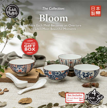 Bloom Assorted 4.5 inch Rice Bowl Set of 4 with Spoon