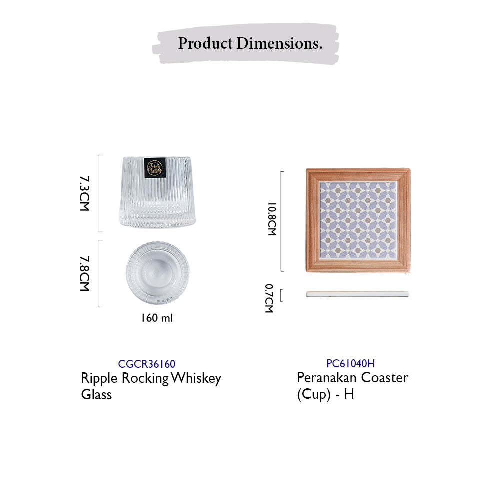 Bundle Deal - Ripple Rocking Whiskey Glass & Coaster Set