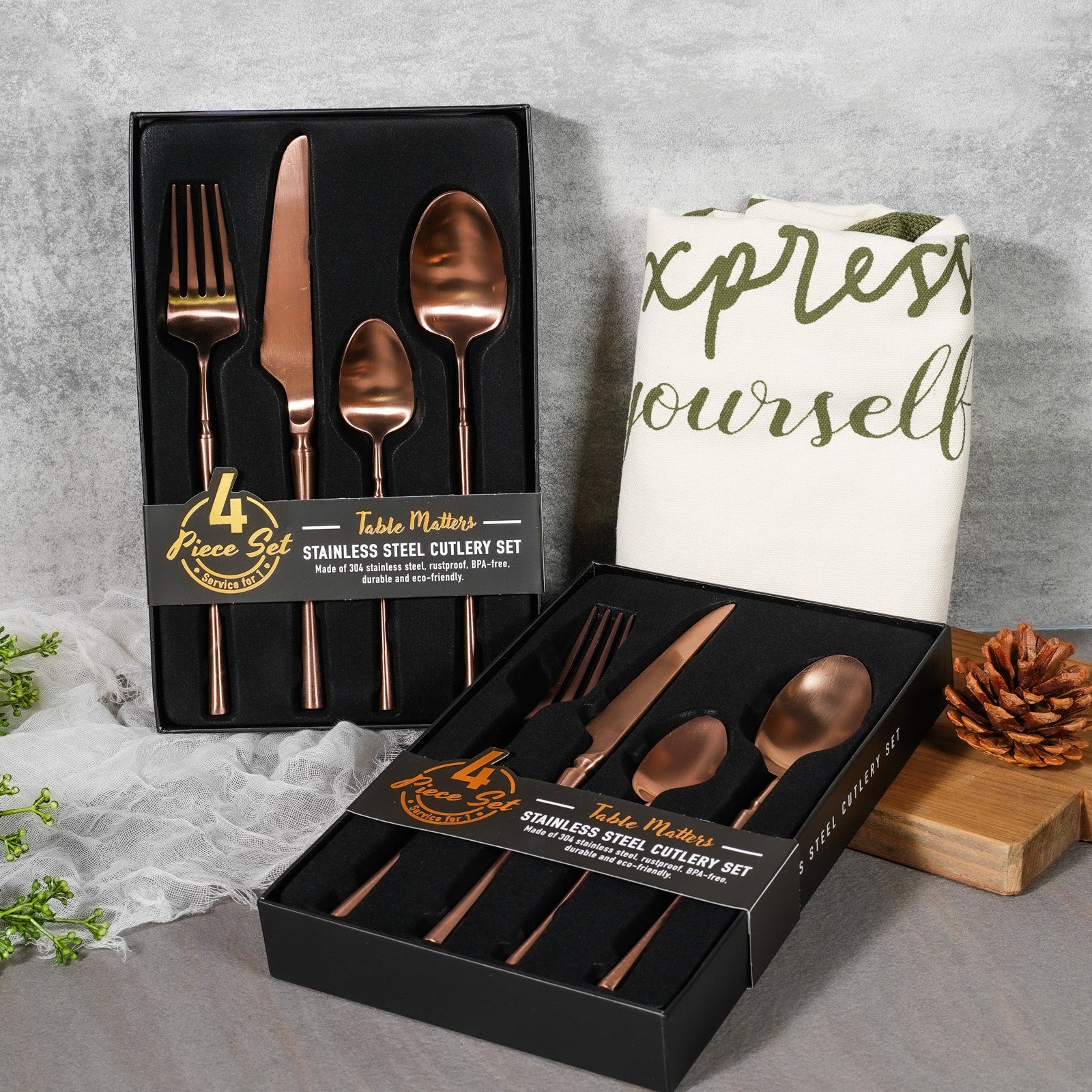 Bundle Deal - Parisian 4PC Stainless Steel Cutlery Set - Rose Gold (Set of 2)