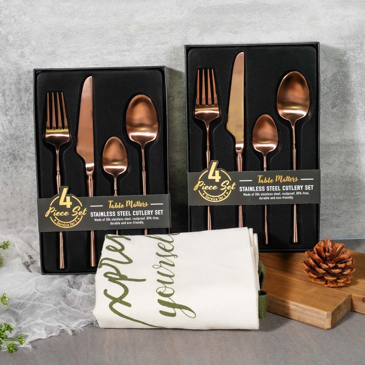 Bundle Deal - Parisian 4PC Stainless Steel Cutlery Set - Rose Gold (Set of 2)