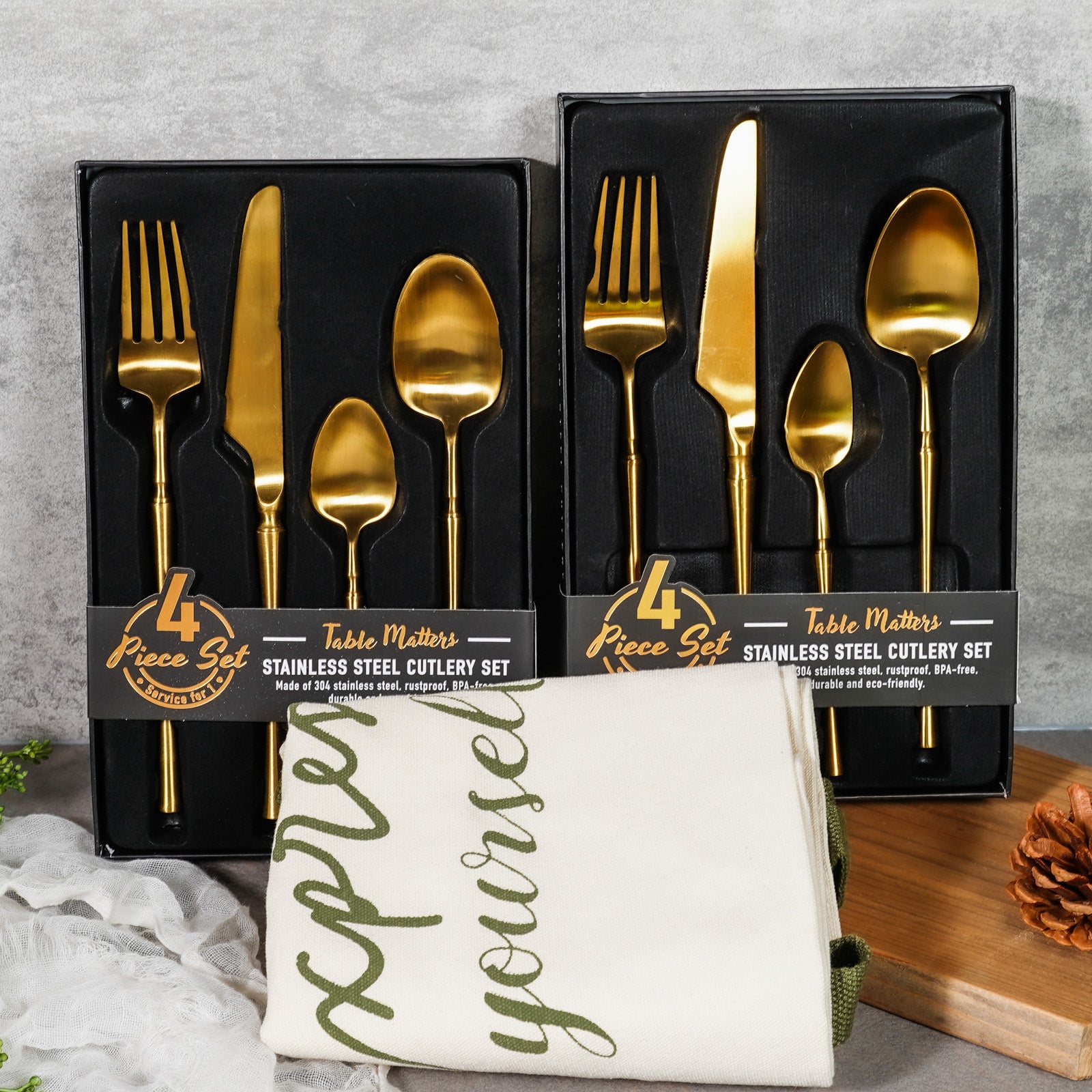 Bundle Deal - Parisian 4PC Stainless Steel Cutlery Set - Gold (Set of 2)