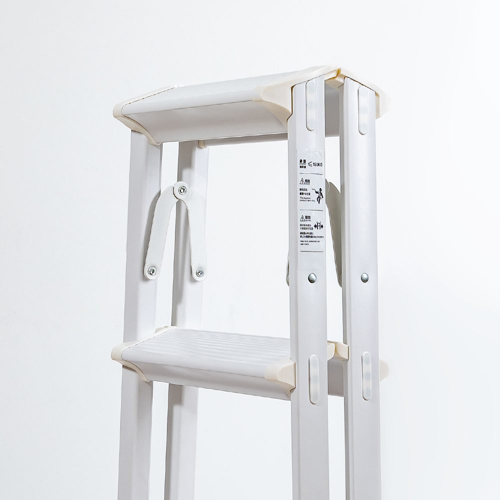 VIV 3 Tier | 4 Tier Bi-Directional Foldable Aluminum Step Ladder 3 Color [Black | White | Woodgrain] - Compact