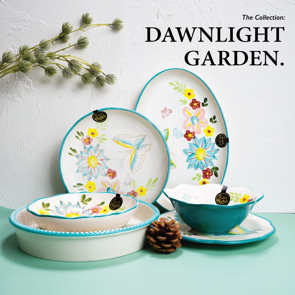 Dawnlight Garden - Hand Painted 7.5 inch Scallop Bowl