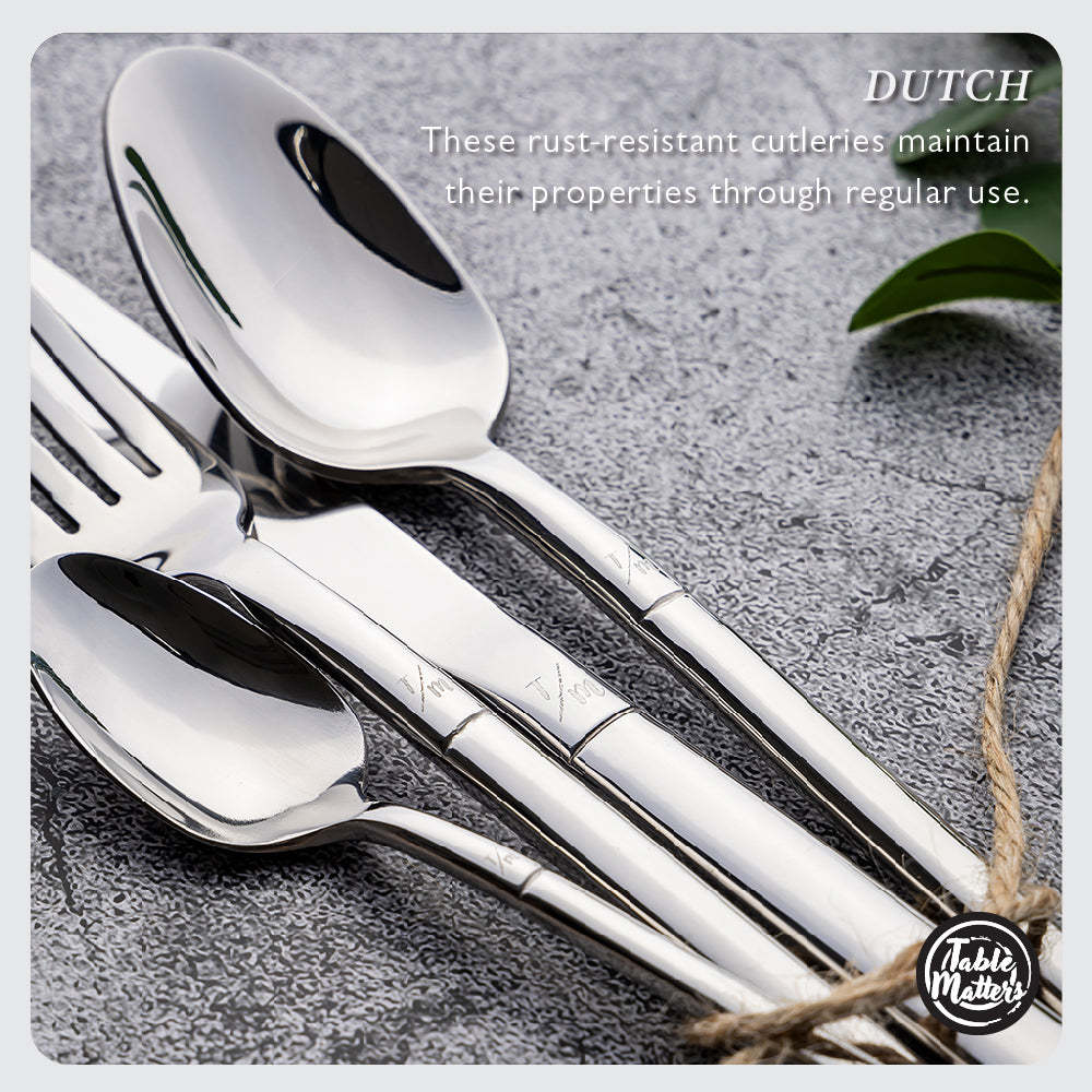 Dutch Stainless Steel Cutlery Set [Dinner Spoon | Dinner Fork | Dinner Knife | Tea Spoon]