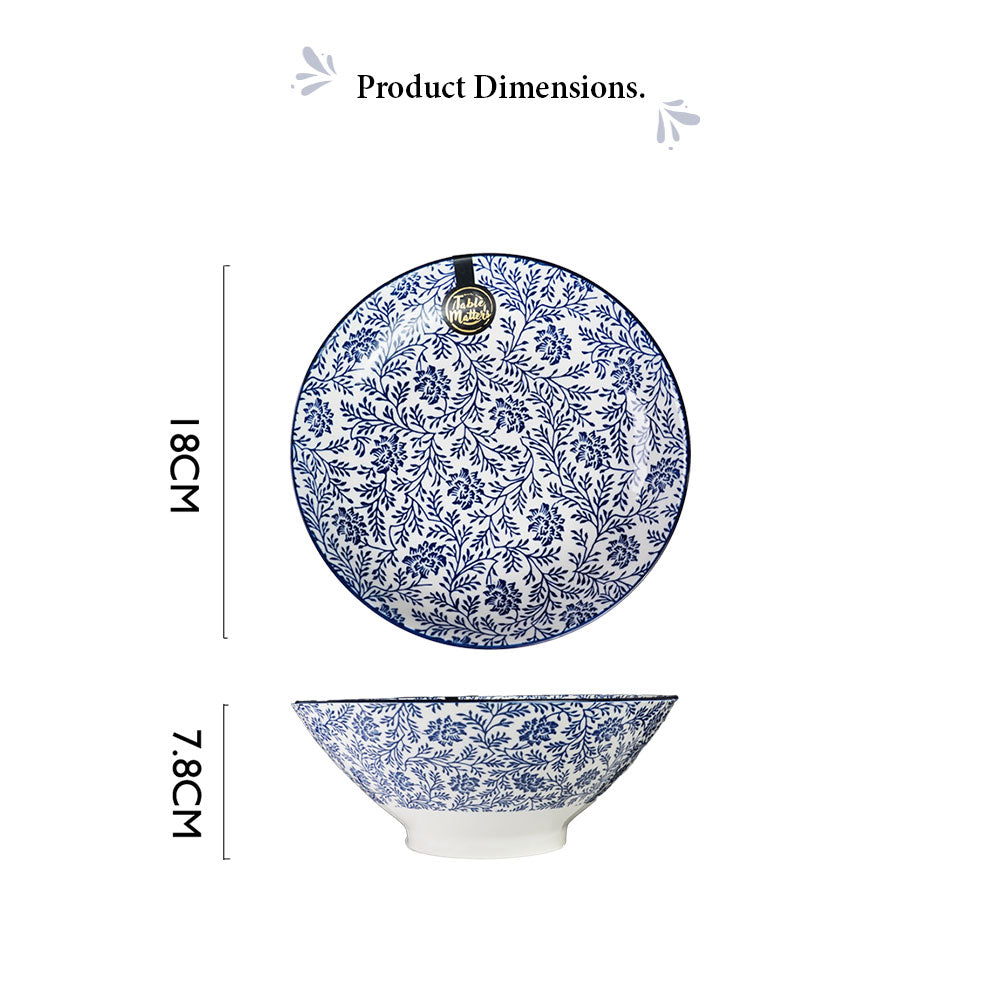 Shop Now for a Floral Blue Ramen Bowl to Enhance Your Table