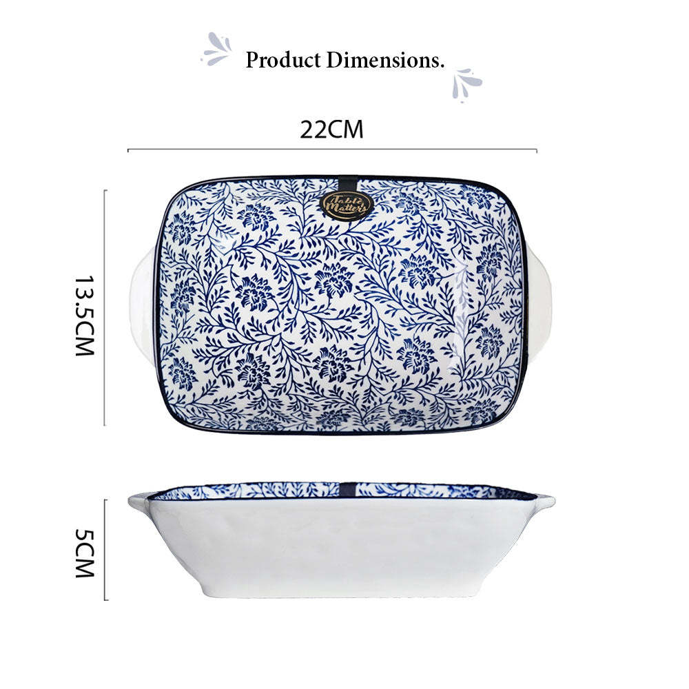 Floral Blue - 8.5 inch Baking Dish with Handles