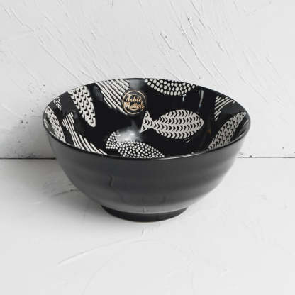 Fishes Ebony - Hand Painted 8 inch Threaded Bowl