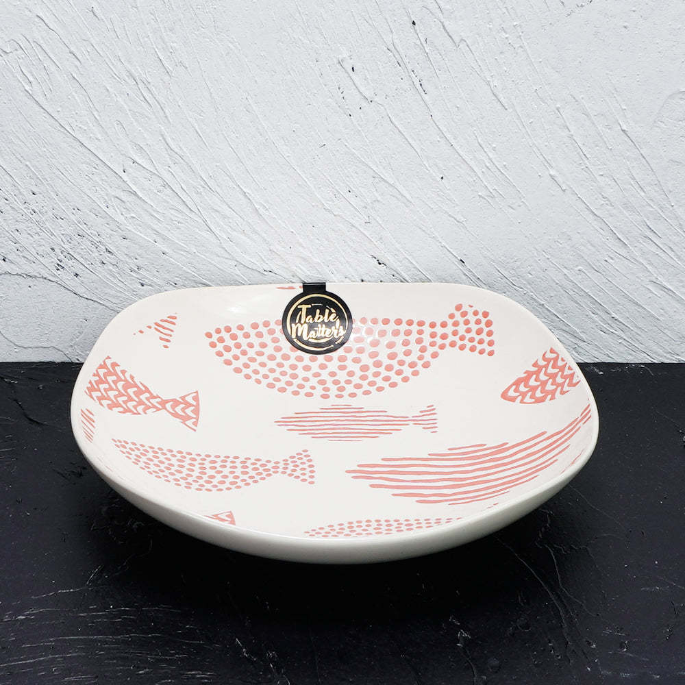 Fishes Pink - Hand Painted 8 inch Square Plate