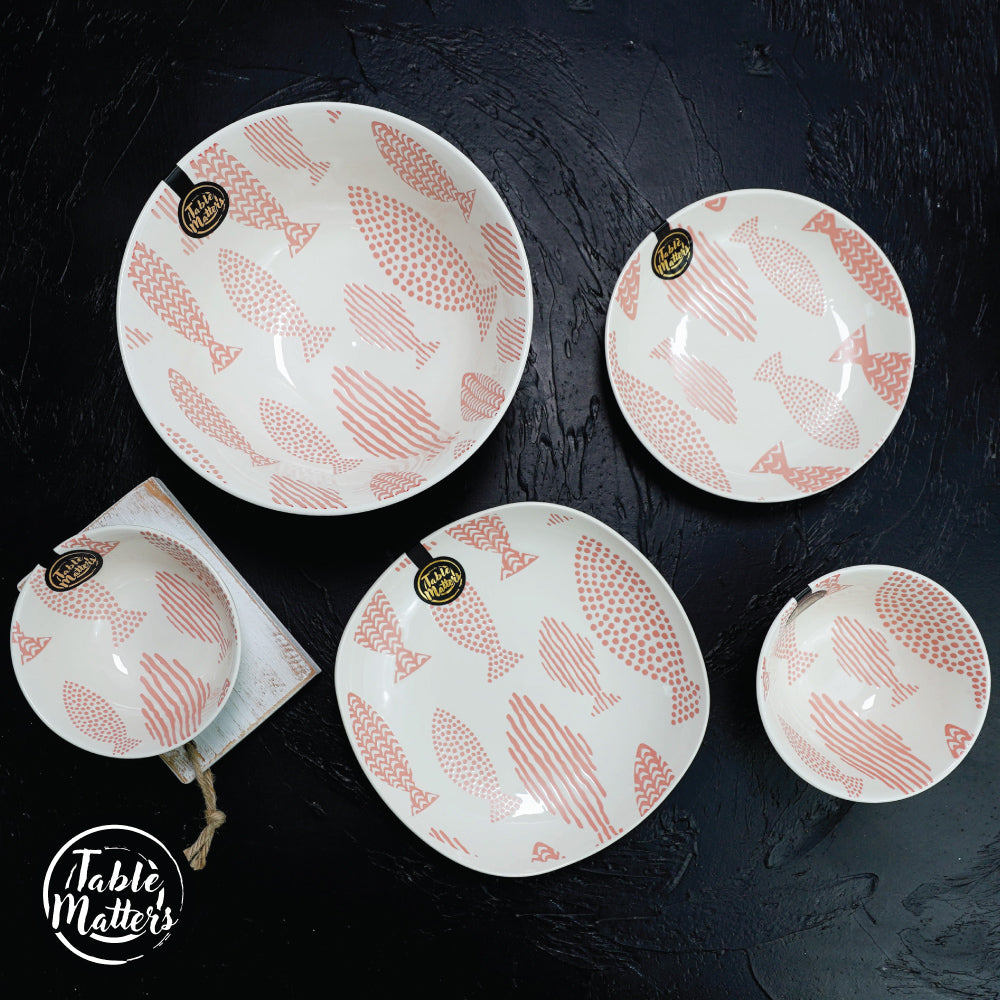 Fishes Pink - Hand Painted 7 inch Coupe Plate