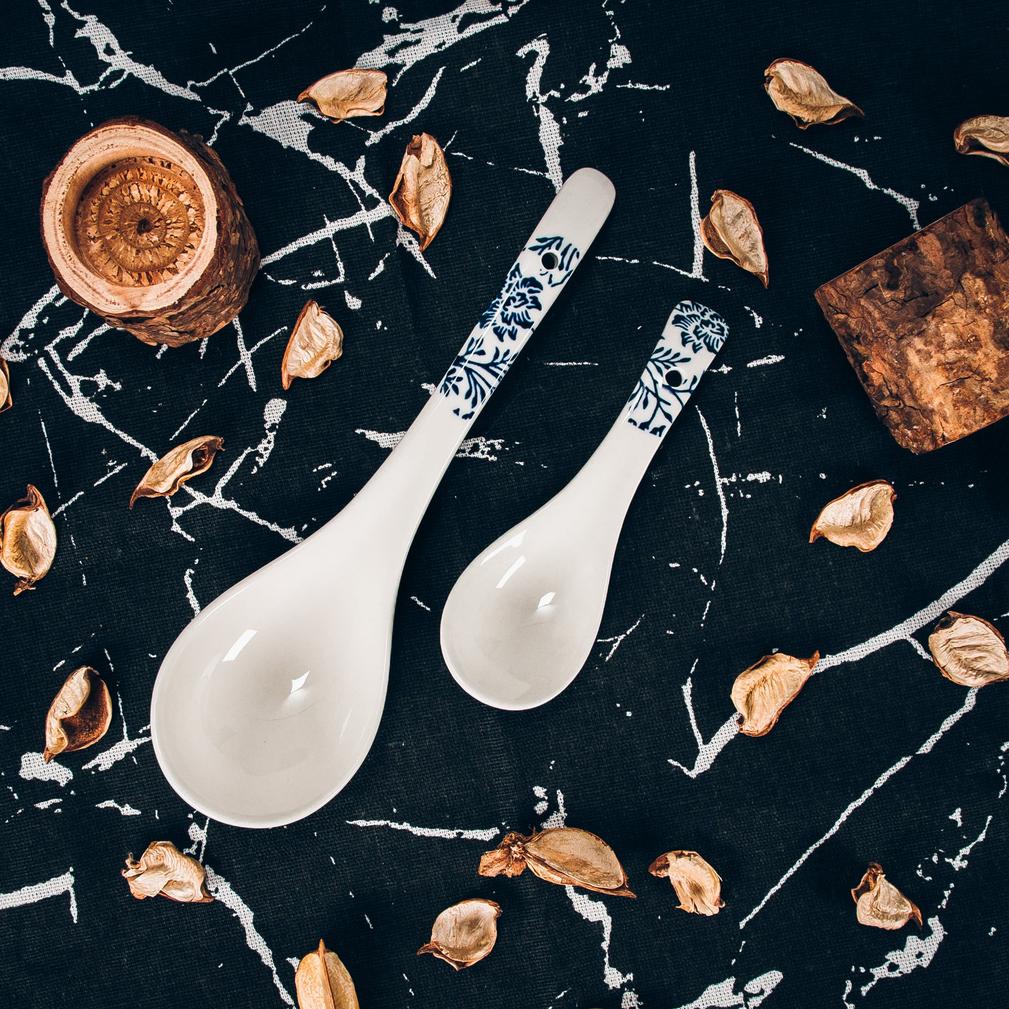 Floral Blue - Spoon and Serving Spoon