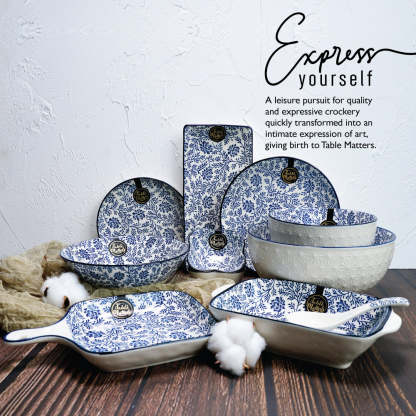 Bundle Deal - Floral Blue 16PCS Ramen Dining Set