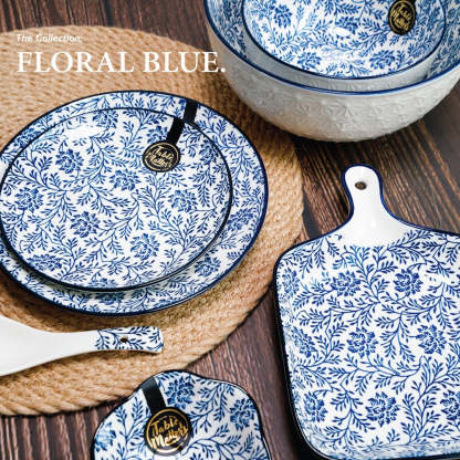 Bundle Deal - Floral Blue 16PCS Ramen Dining Set