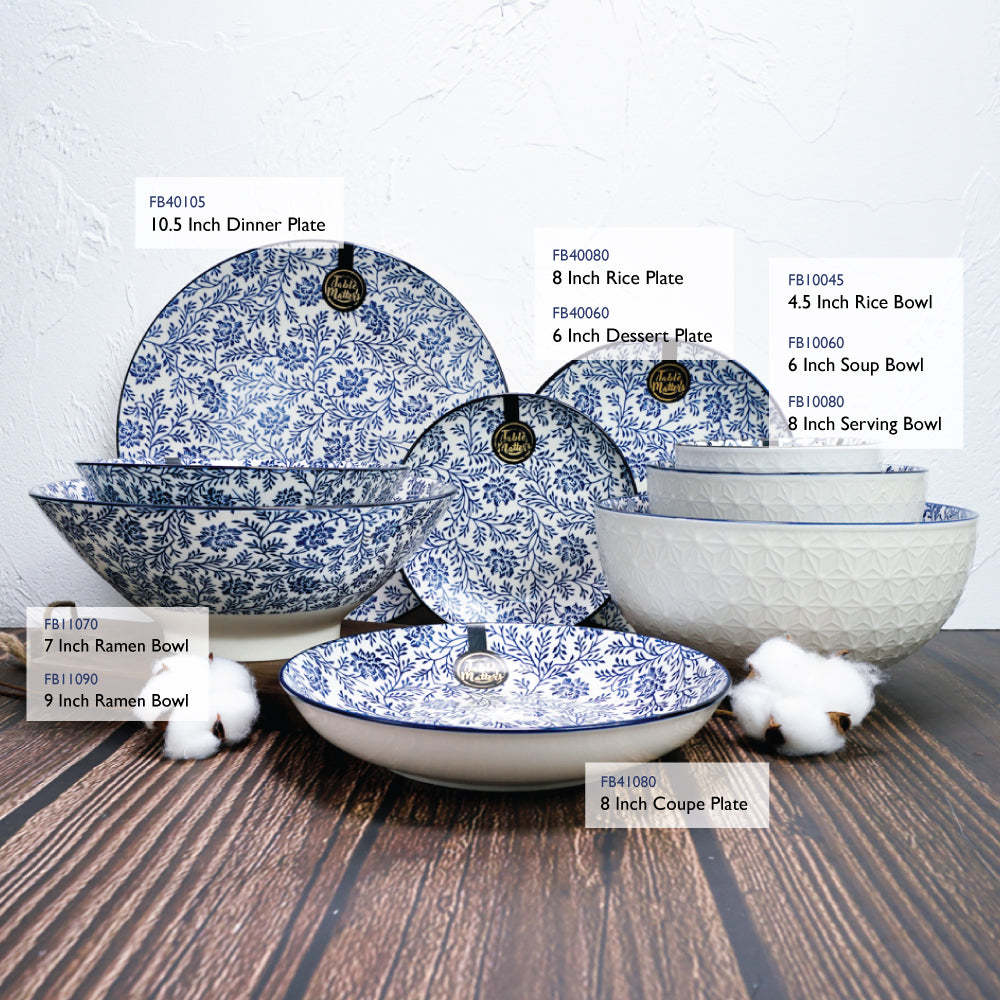 Bundle Deal For 2 - Floral Blue 18PCS Dining Set