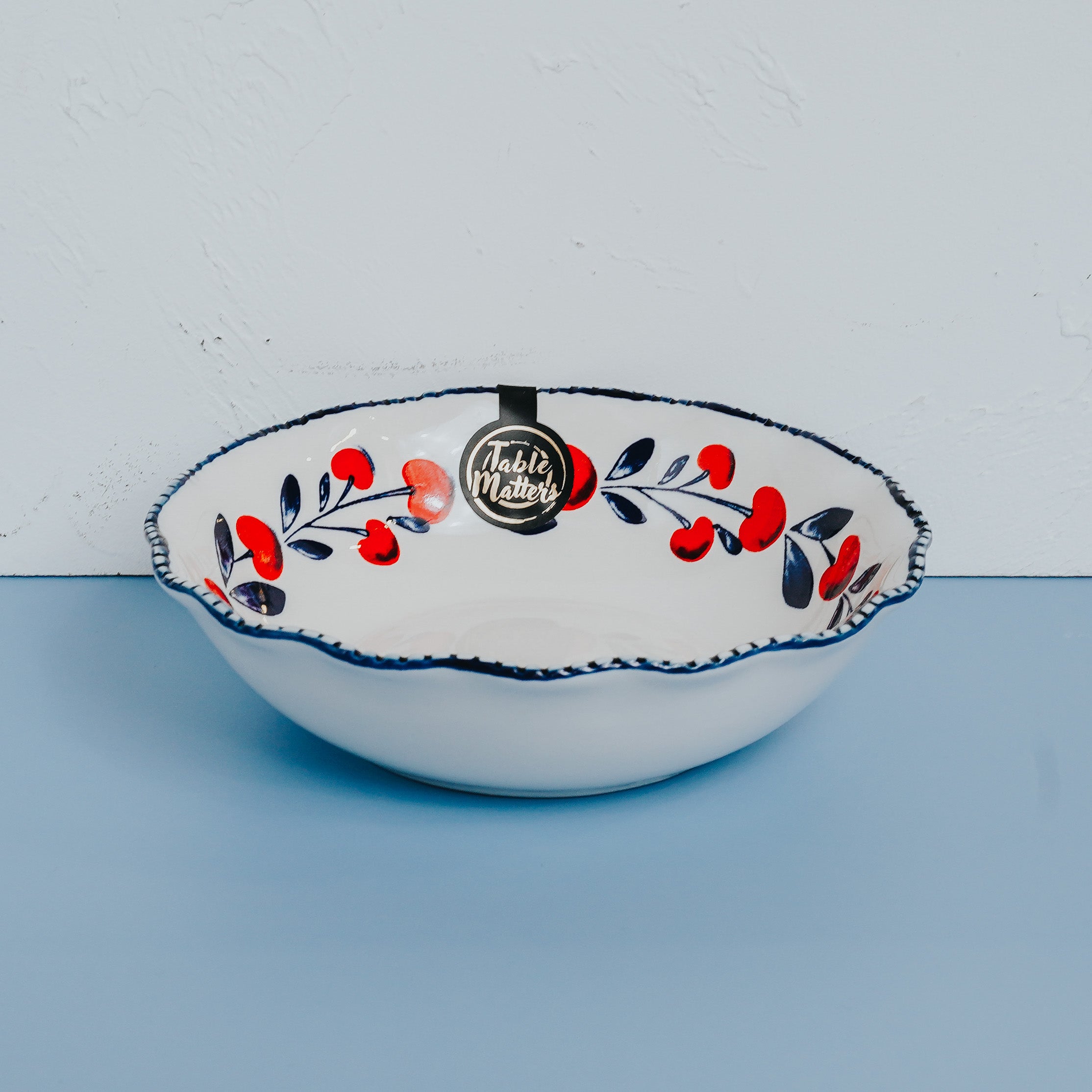 Holiday Berry - Hand Painted 7 inch Scallop Lace Bowl