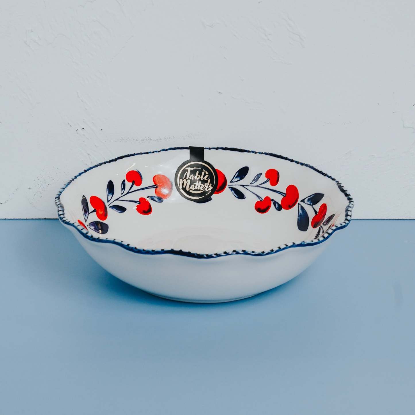 Holiday Berry - Hand Painted 7 inch Scallop Lace Bowl