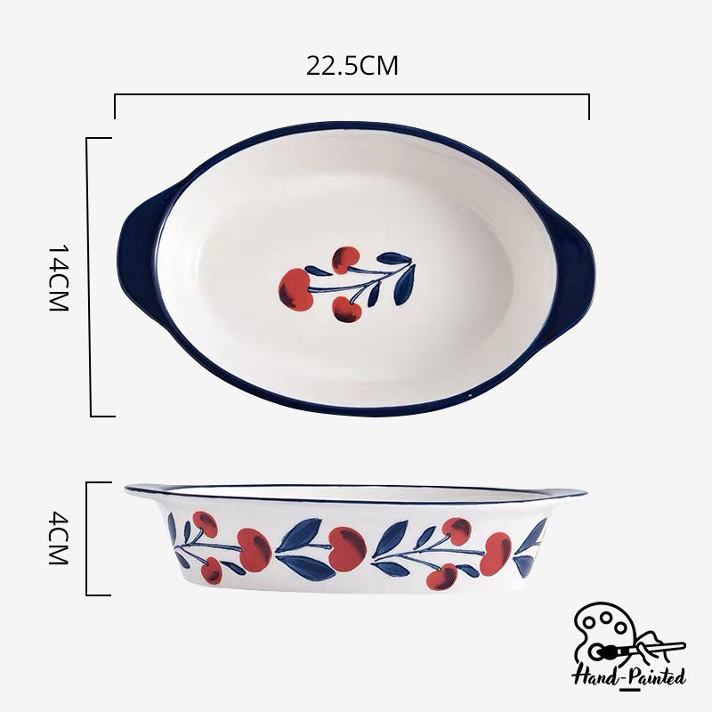 Holiday Berry - Hand Painted 9 inch Baking Dish with Handles