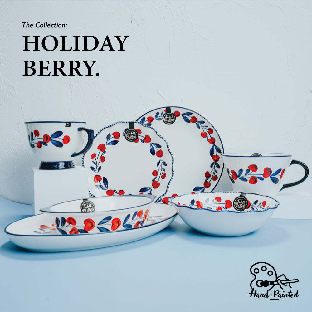 Holiday Berry - Hand Painted 9 inch Baking Dish with Handles