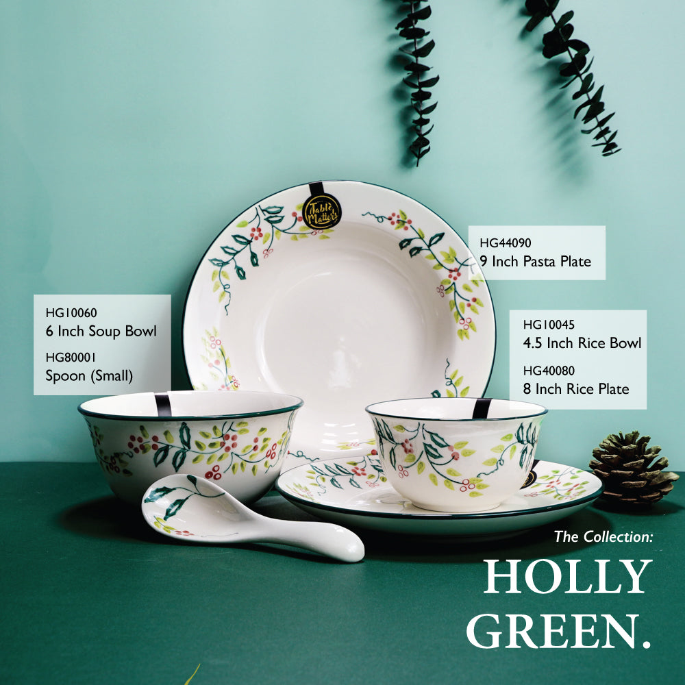 Holly Green - Hand Painted 9 inch Coupe Plate
