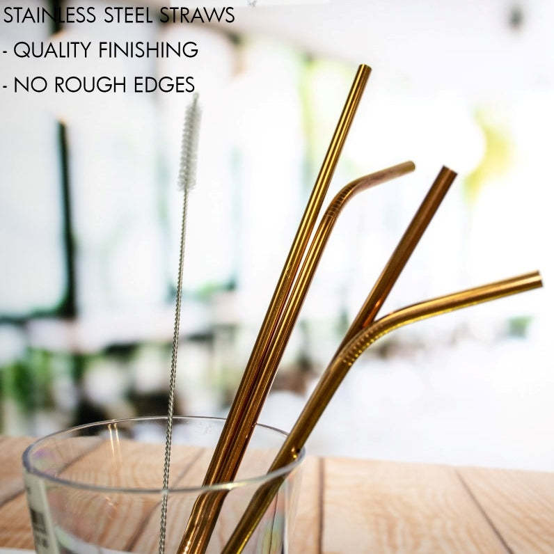 Stainless Steel Straw Set of 4 (Rose Gold)