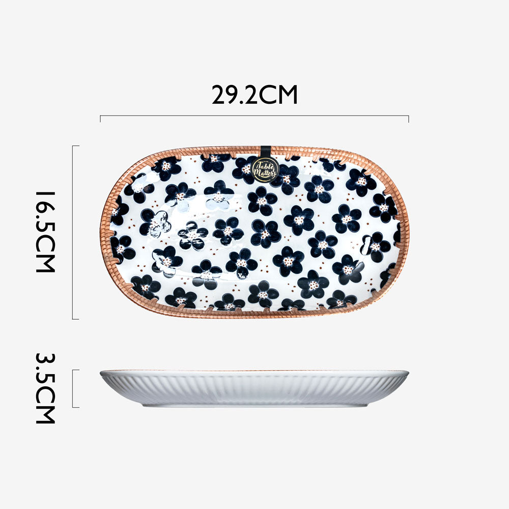 Konjo Hana - 12 inch Oval Shaped Plate