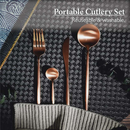 Portugese 4 Piece Stainless Steel Cutlery Set (Matt Gold)