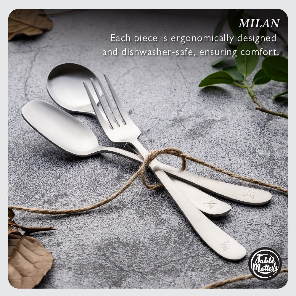 Milan Stainless Steel Cutlery Set [Dinner Spoon | Dinner Fork | Soup Spoon]