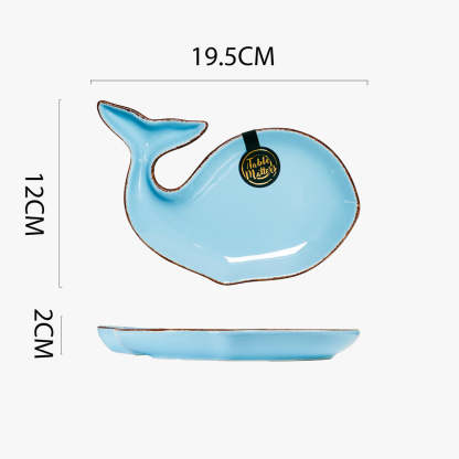 Nautical Blue - 7.5 inch Serving Whale Serving Plate