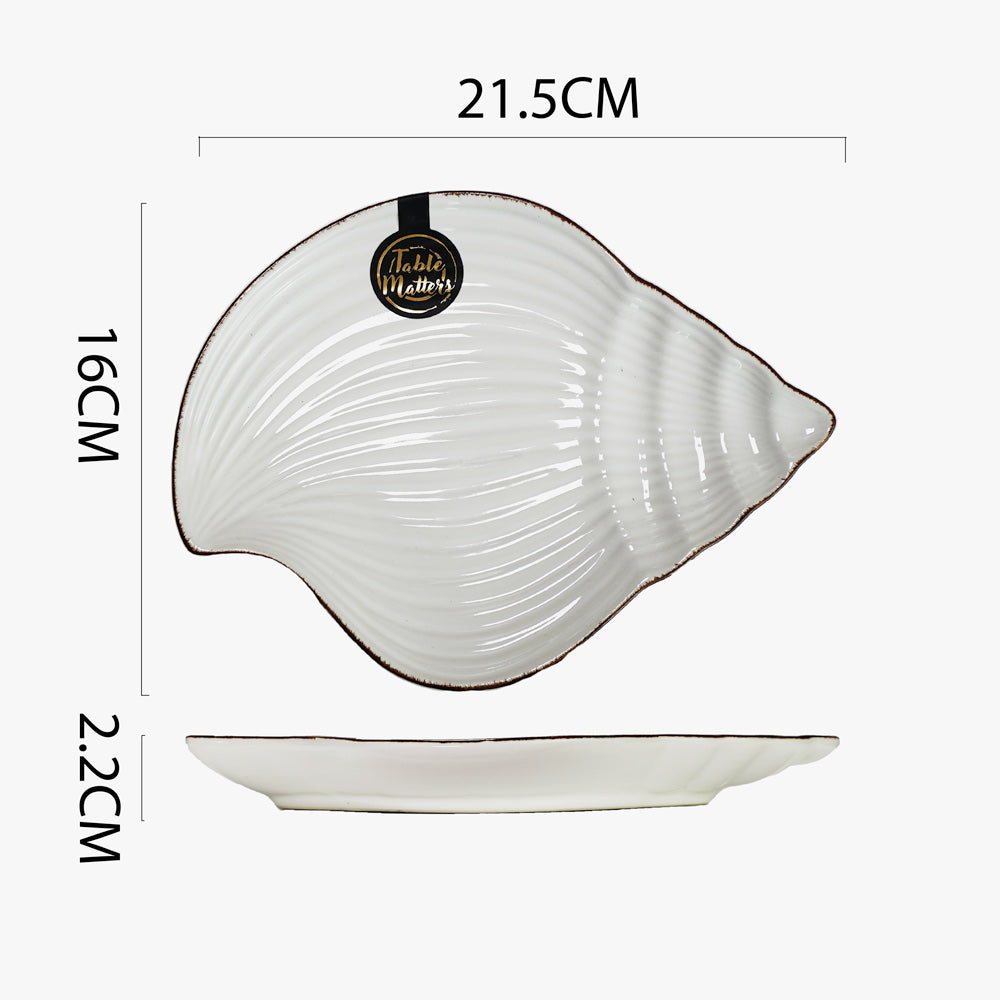 Nautical White - 8 inch Conch Serving Plate