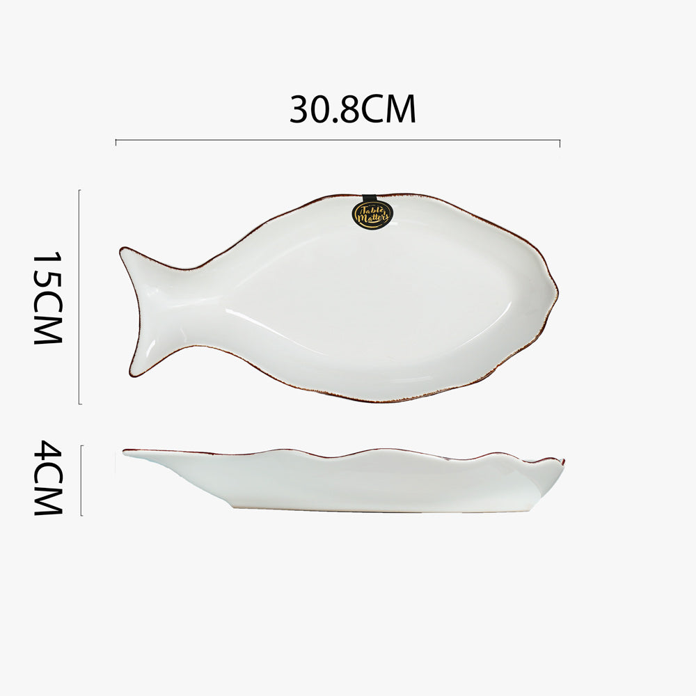 Nautical White - 12 inch Fish Serving Plate
