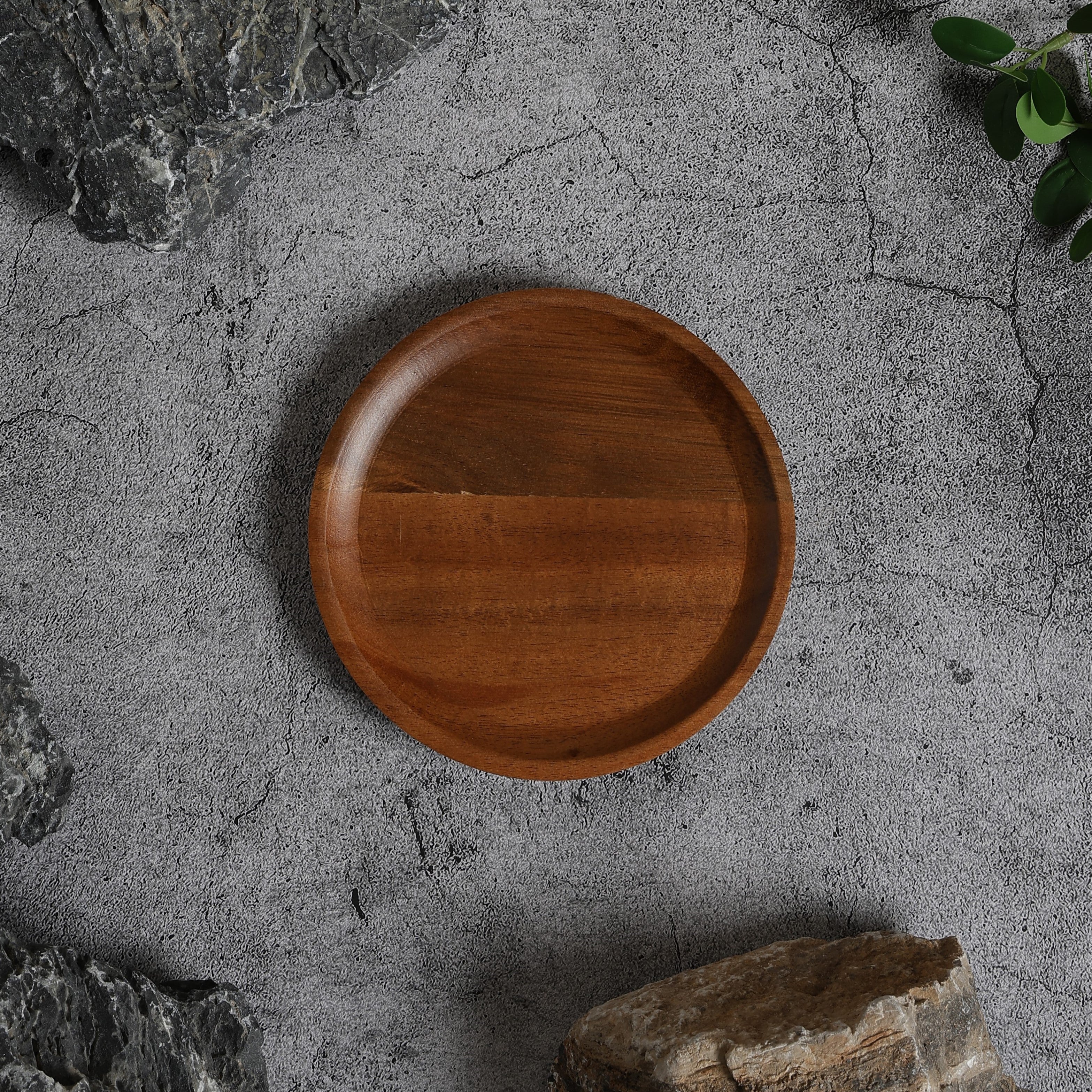 SHIBUMI 6 Inch Wooden Round Plate | Acacia Plate