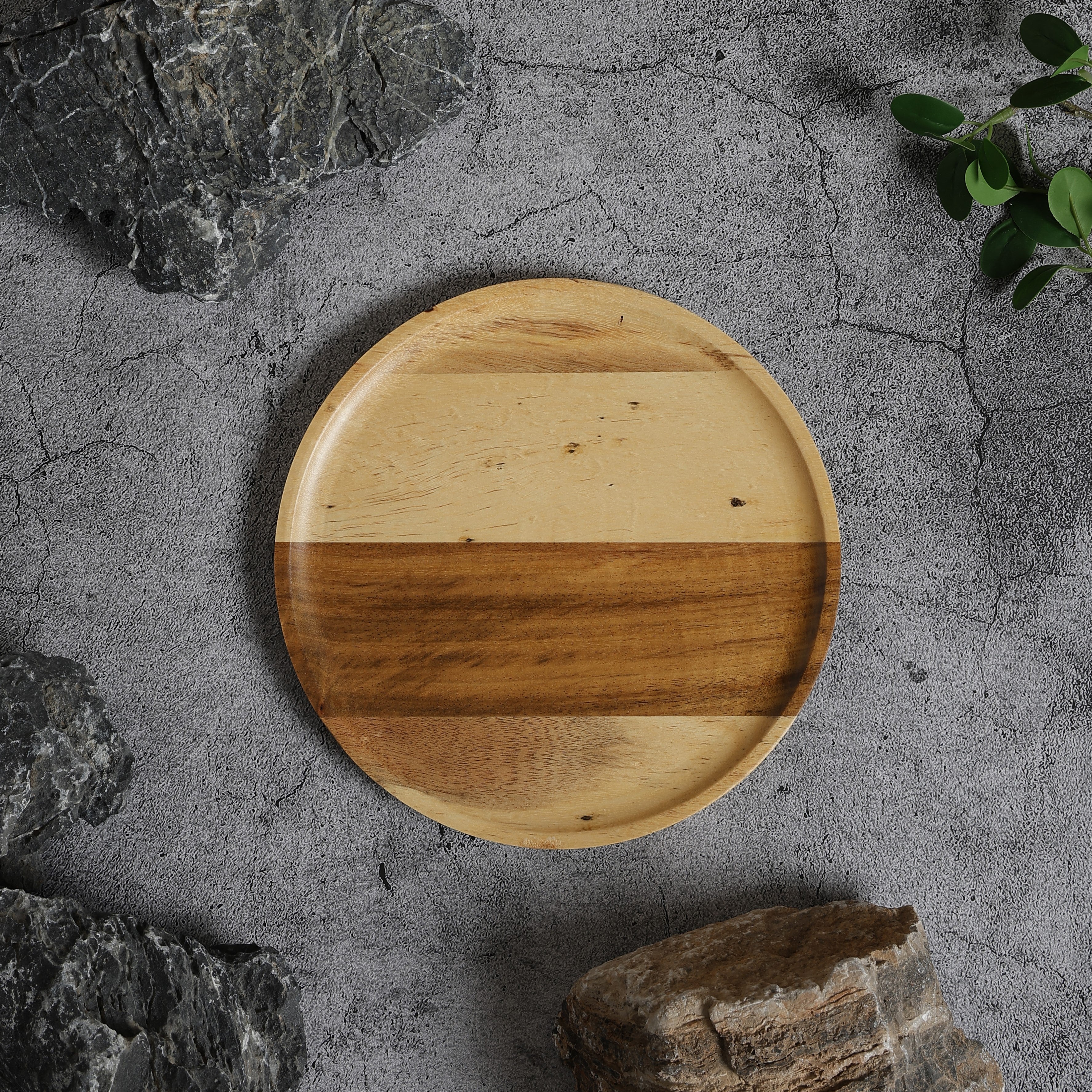 SHIBUMI 8 Inch Wooden Round Plate | Acacia Plate