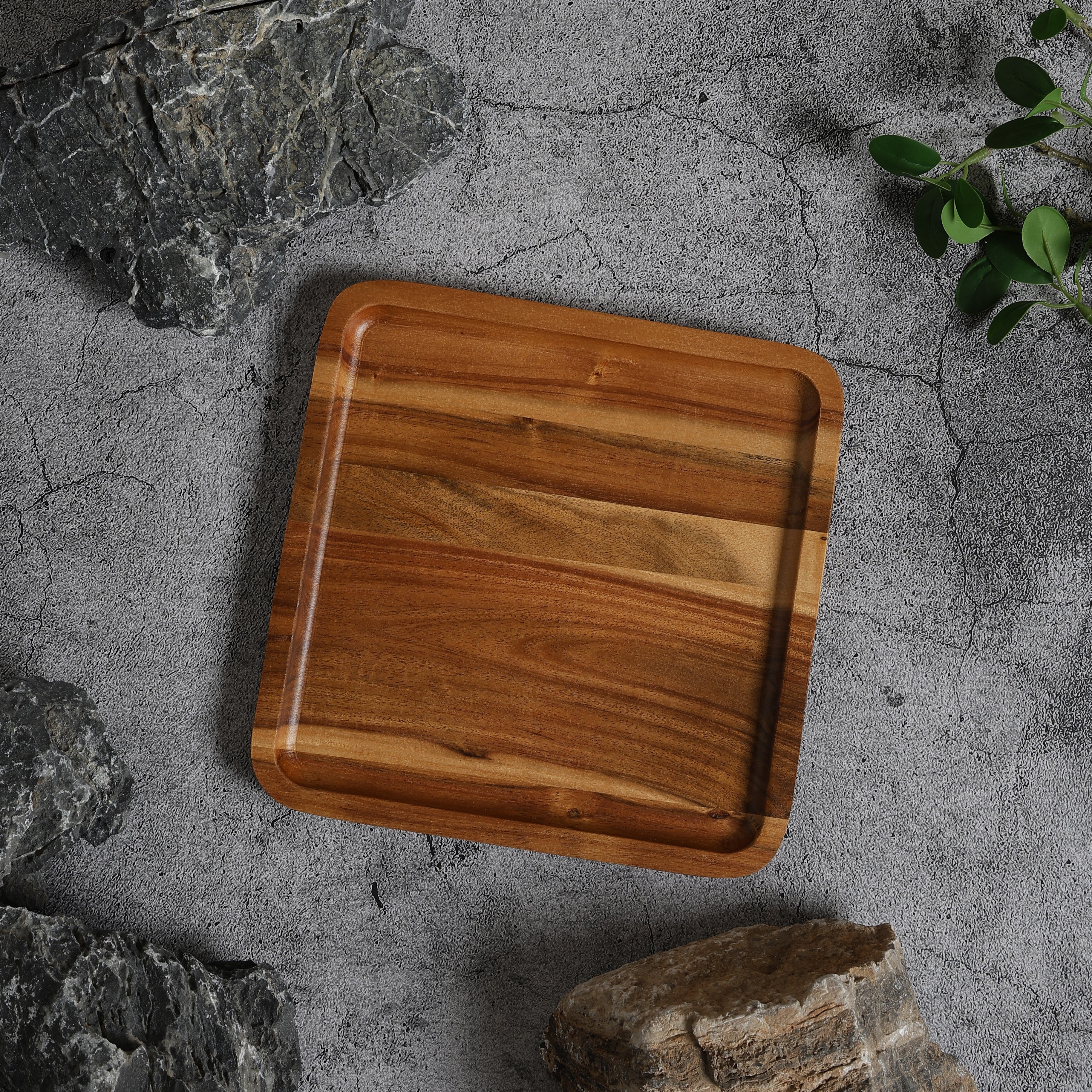 SHIBUMI 8 Inch Wooden Square Plate | Acacia Plate