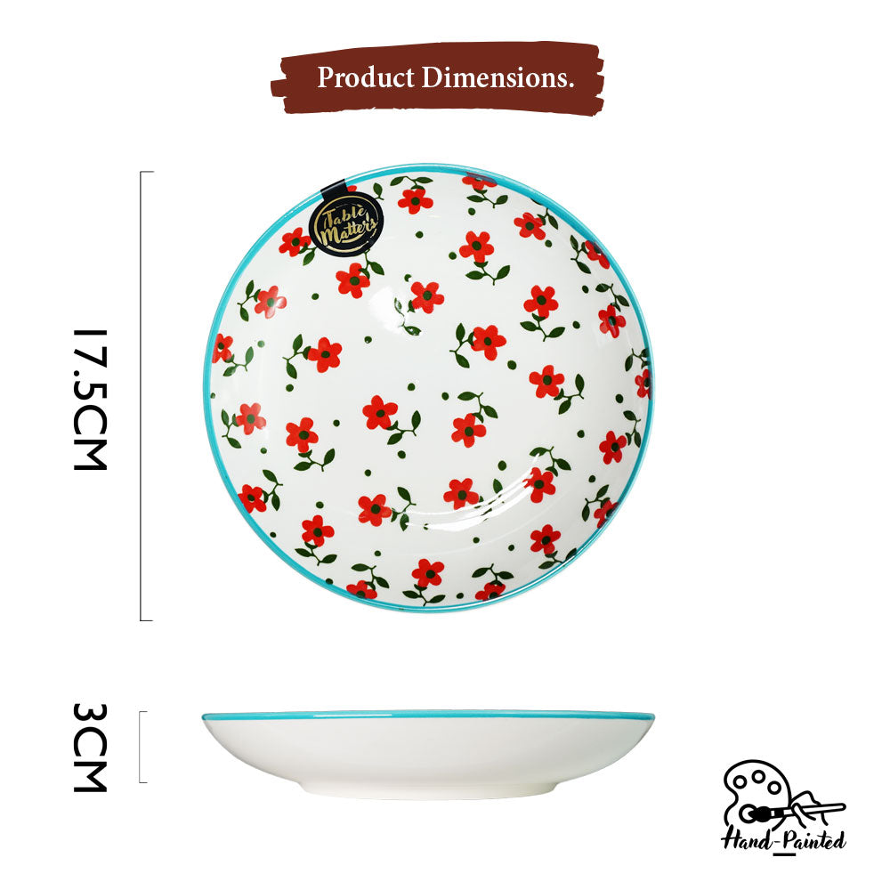 Polka Floral - Hand Painted 7 inch Coupe Plate