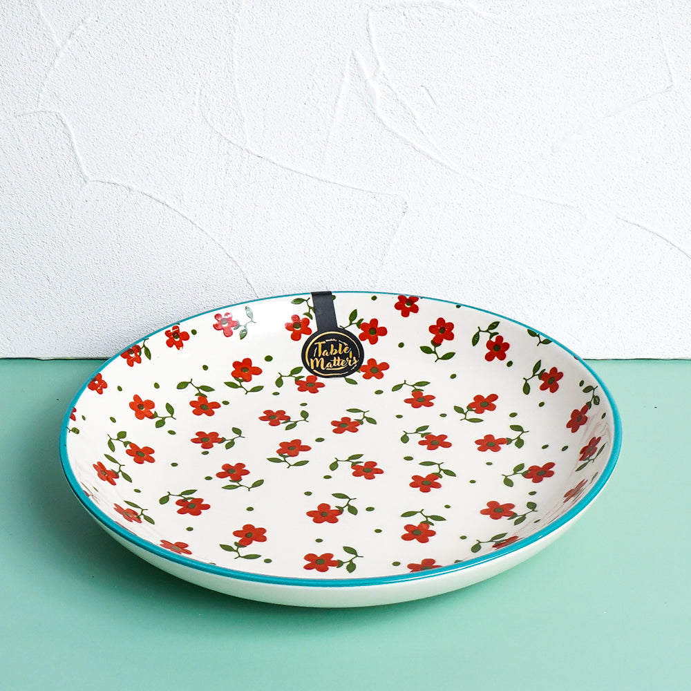 Polka Floral - Hand Painted 9 inch Coupe Plate