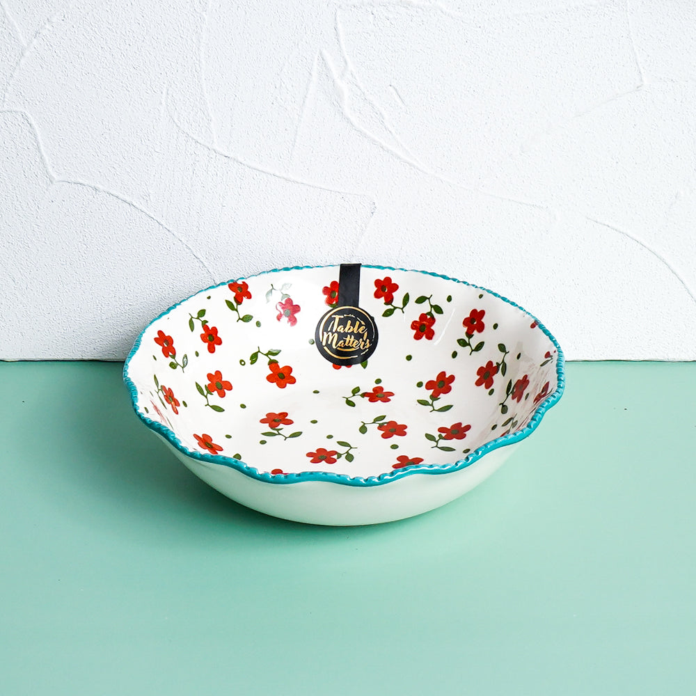 Polka Floral - Hand Painted 7inch Scallop Lace Bowl