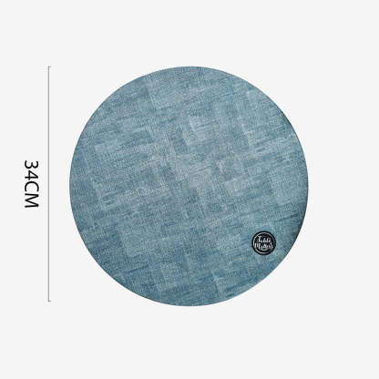 Patches Round Placemat - Blue (PVC Leather)