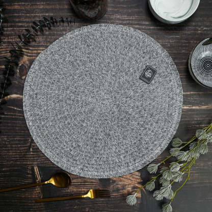 Grayscale Round Placemat (Woven)