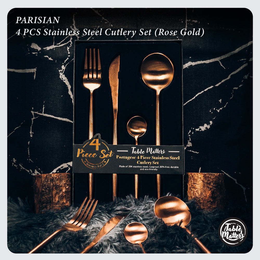 Parisian 4 Piece Stainless Steel Cutlery Set (Rose Gold)