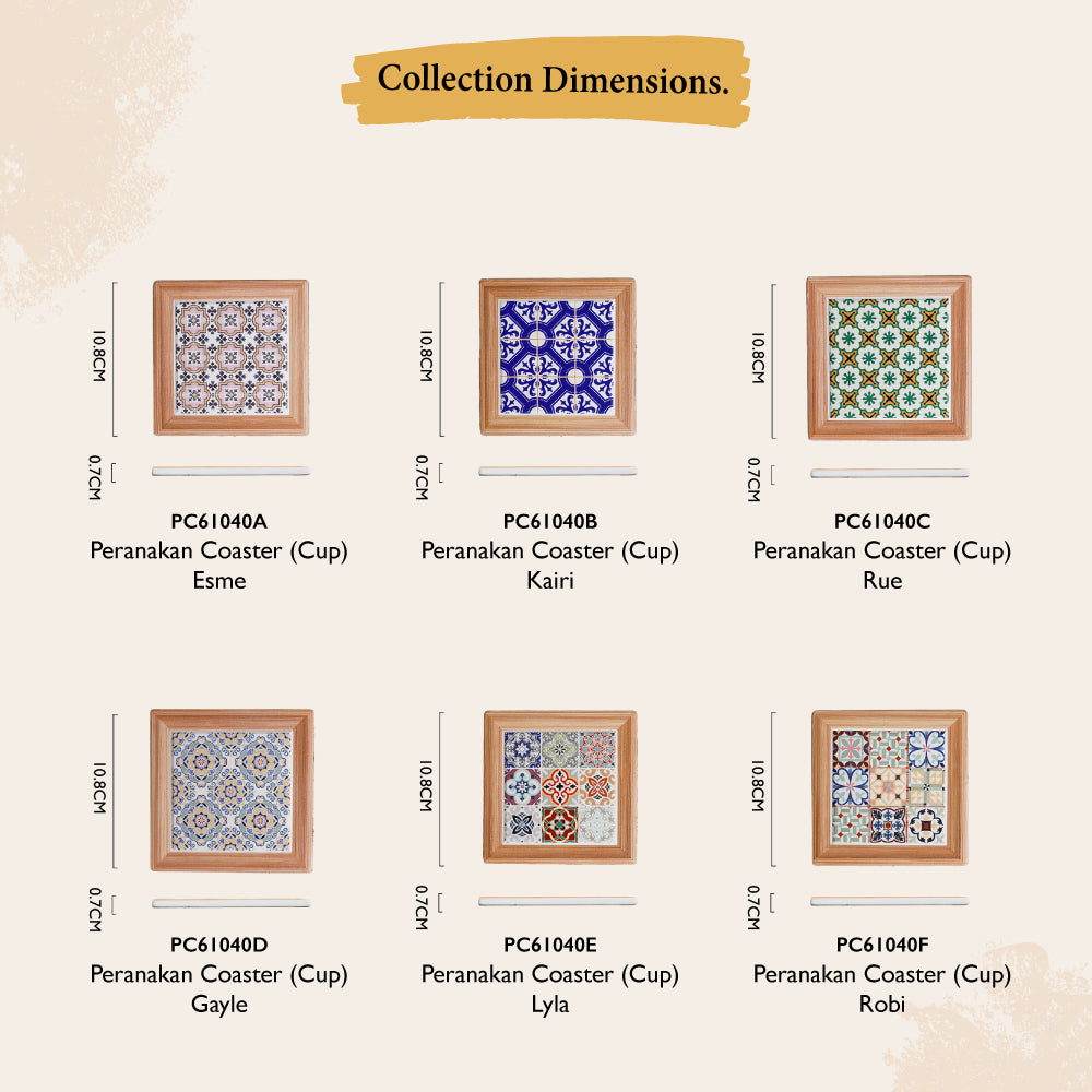 Bundle Deal - Assorted Peranakan Cup Coaster 4PCS Set