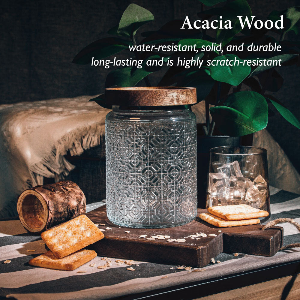 TAIKYU Acacia Airtight Retro Peranakan Storage Jar