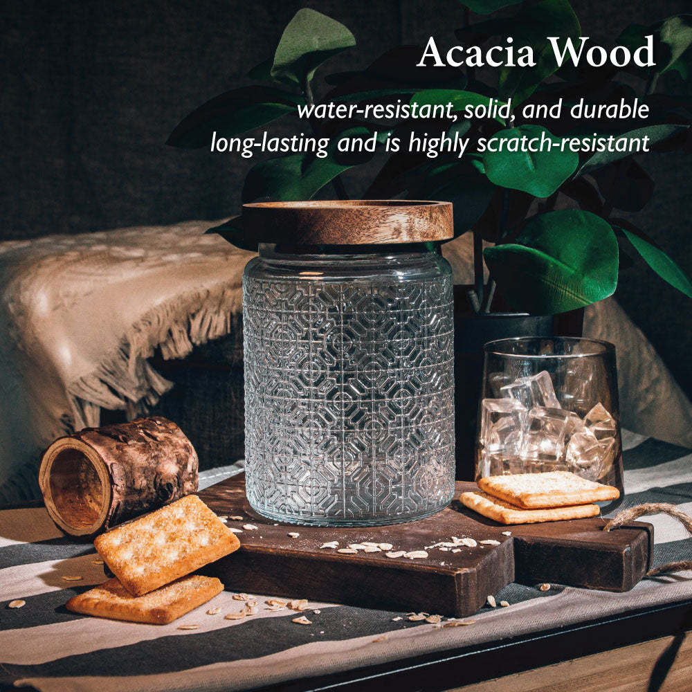 Bundle Deal - TAIKYU Acacia Airtight Peranakan Storage Jar - Set of 2