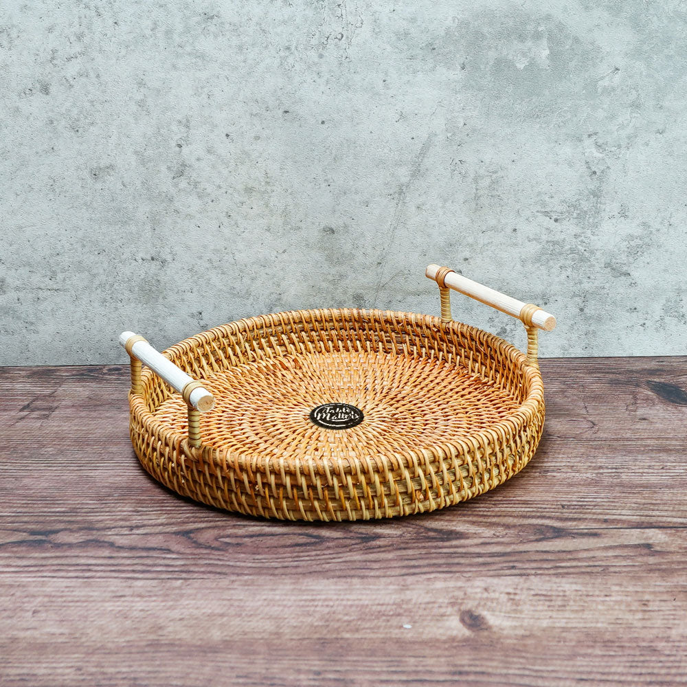 Bundle Deal For 4 - Taikyu Line Whiskey Glasses & Rattan Serving Tray Set