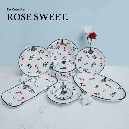 Rose Sweet - Hand Painted 12 inch Oval Shaped Plate