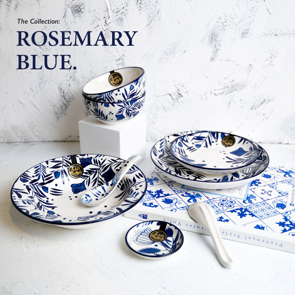 Rosemary Blue - Hand Painted 9 inch Coupe Plate
