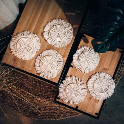 Round Knitted Table Coaster (Pack of 6)