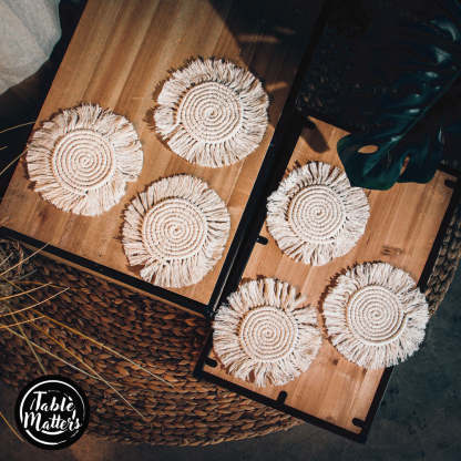 Round Knitted Table Coaster (Pack of 6)