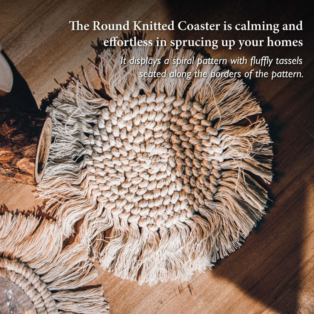 Round Knitted Table Coaster (Pack of 6)