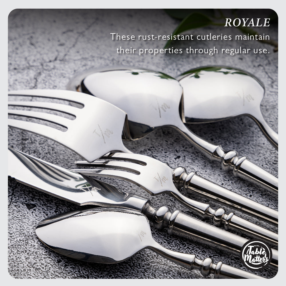 Royale Stainless Steel Cutlery Set [Dinner Spoon | Dinner Fork | Dinner Knife | Tea Spoon | Tea Fork | Soup Spoon]