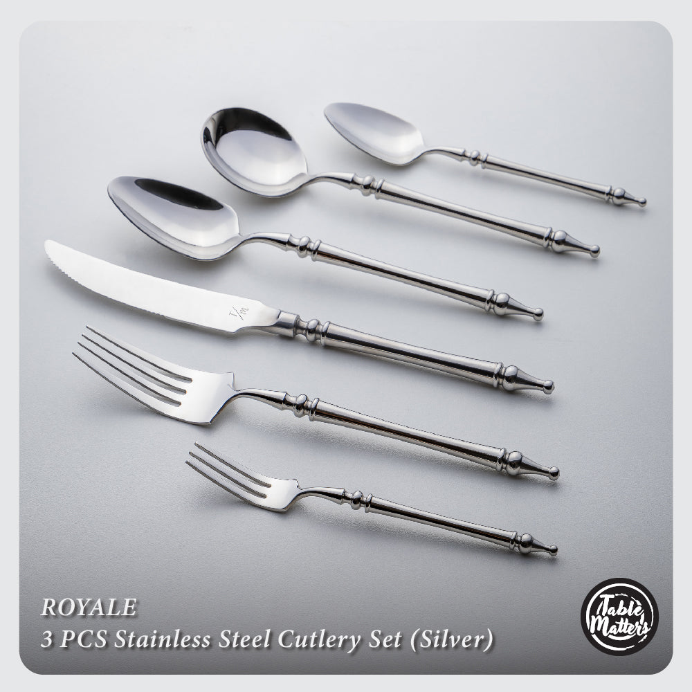 Royale Stainless Steel Cutlery Set [Dinner Spoon | Dinner Fork | Dinner Knife | Tea Spoon | Tea Fork | Soup Spoon]